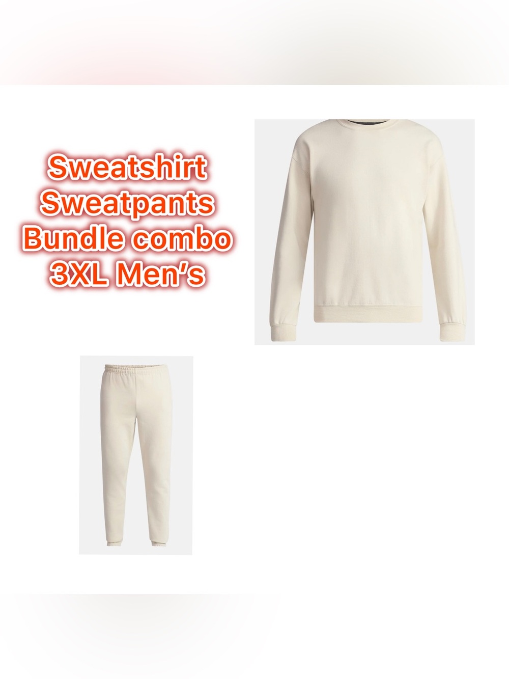 Athletic Works Men's 3XL Fleece Sweatsuit Bundle Travertine Cream Set NWT